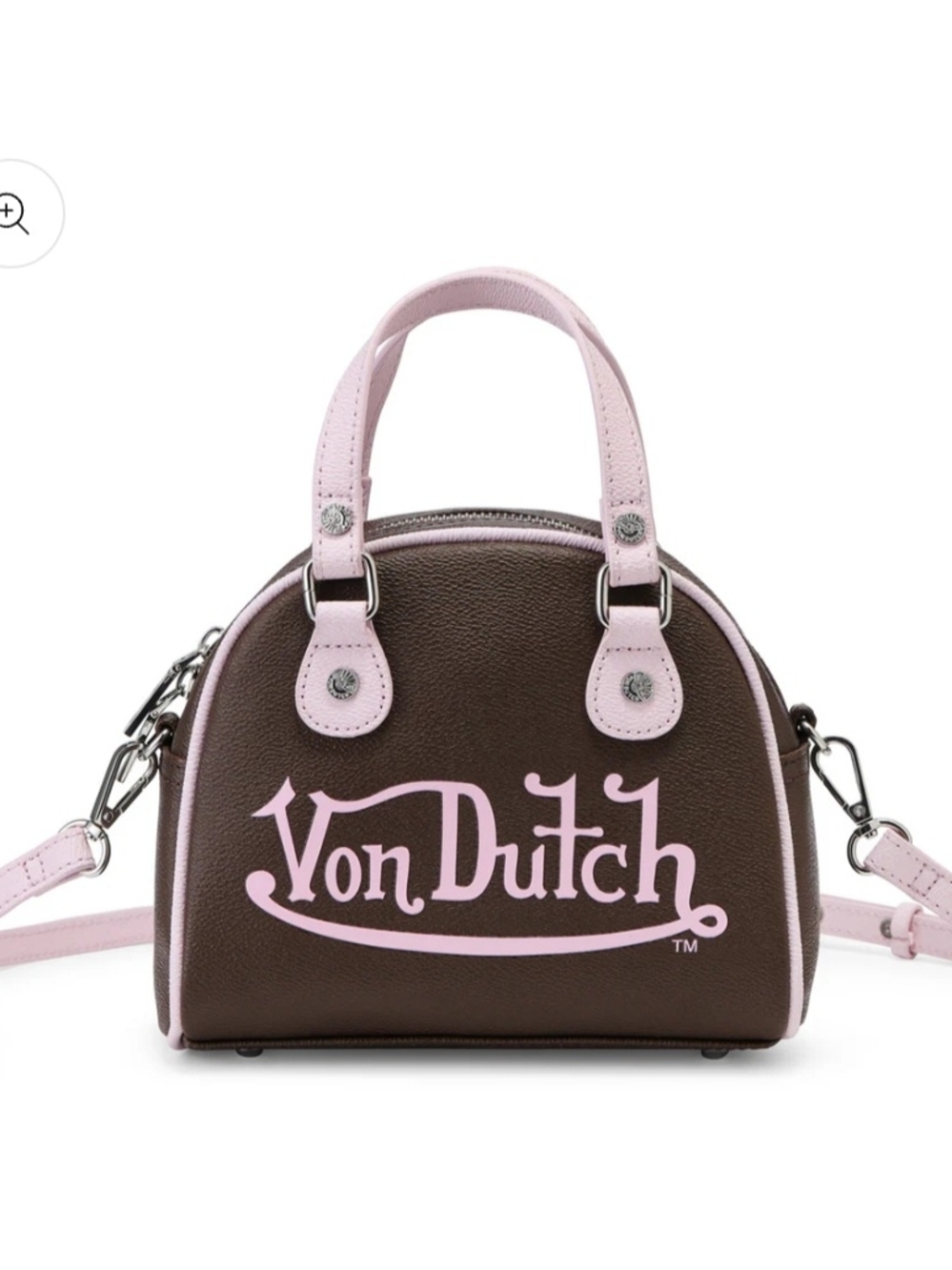 (SET) Von Dutch Pink & Brown Bowling Bag With Matching Trucker Hat (Set)